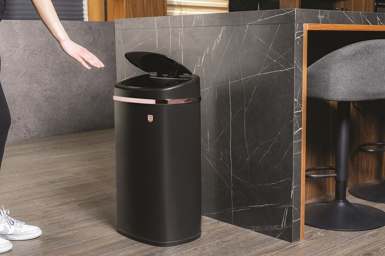 Cos de gunoi cu senzor Berlinger Haus, Black Rose, 39.5x28x67 cm, 58 L, fier, negru - imagine 2