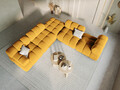 Modul stanga pentru canapea, 1 loc, Bellis-51, Micadoni Home, 94x94x70 cm, catifea, galben