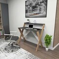 Birou, Hanah Home, X, 90x88x50 cm, Antracit / Pin Atlantic