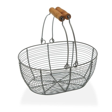 Cos pentru fructe oval, versa, 23.5 x 18 x 9.5 cm, otel, gri