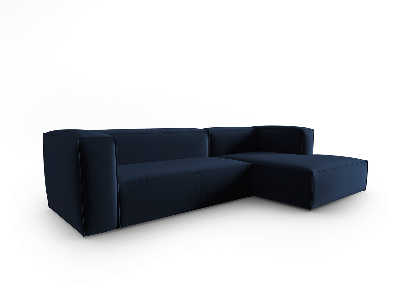 Coltar dreapta 4 locuri, Mackay, Cosmopolitan Design, 282x166x73 cm, catifea, albastru royal - 1 | YEO