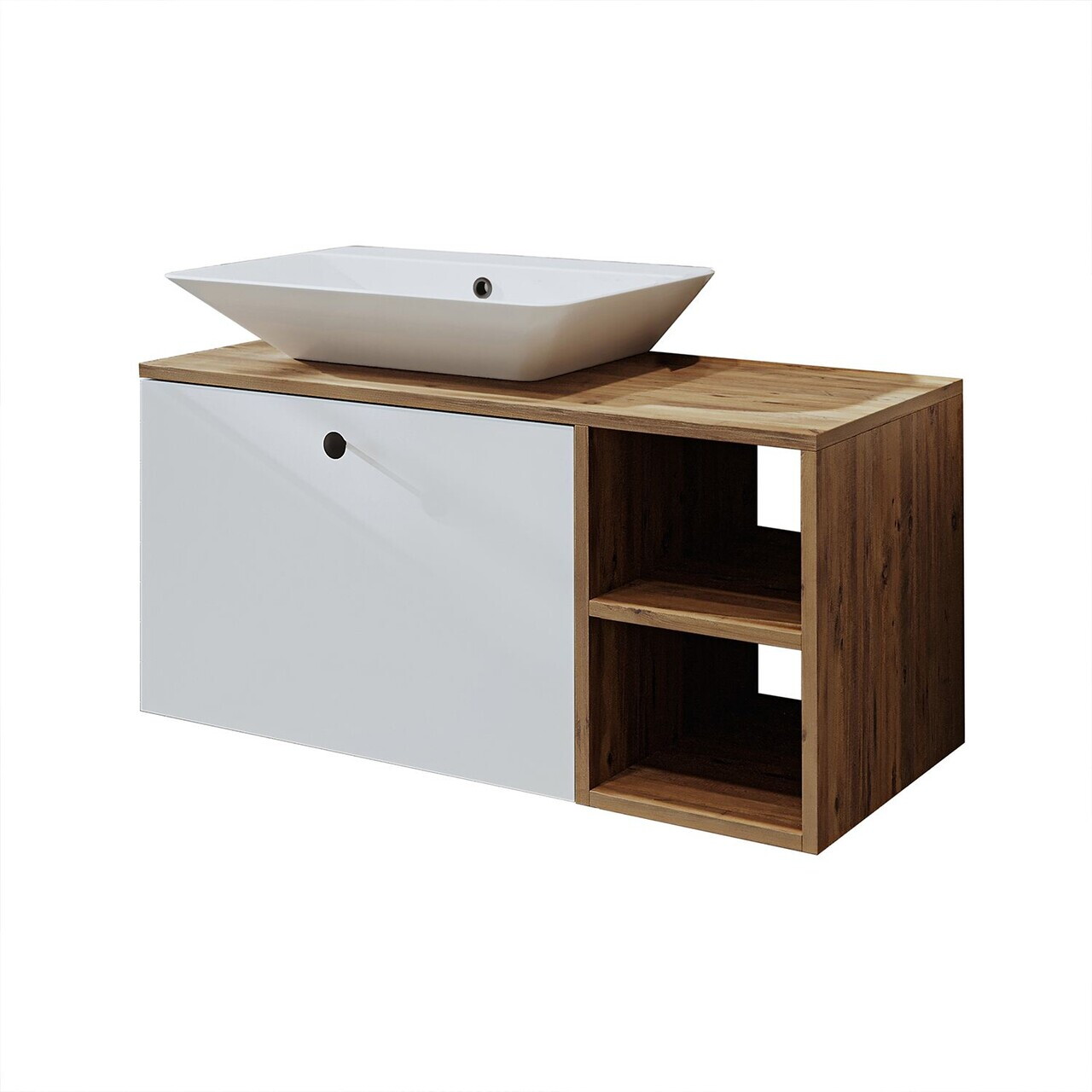 Dulap de baie cu chiuvetă, Hanah Home, 2457, MDF, Pin Atlantic / Alb — imaginea 5