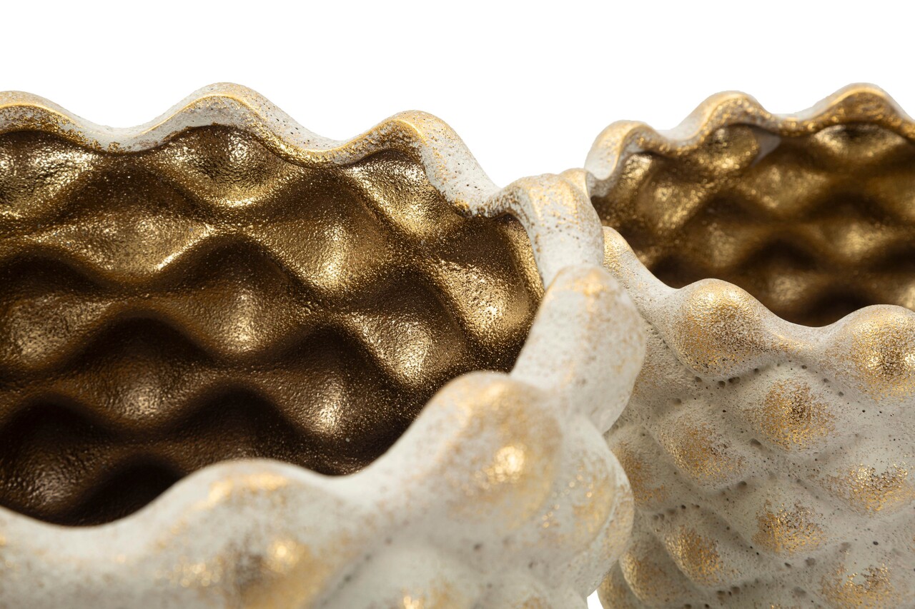 Set 2 ghivece, Mauro Ferretti, Pepipas, 23x18 cm, ceramica, gri/auriu - view 3