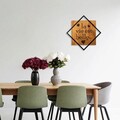Decoratiune de perete, La Vie Est Belle, 50% lemn/50% metal, Dimensiune: 54 x 54 cm, Nuc / Negru