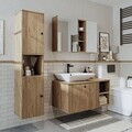 Set Dulap de Baie cu Chiuvetă și Oglindă (3 Piese), Hanah Home, 2487, MDF, Maro