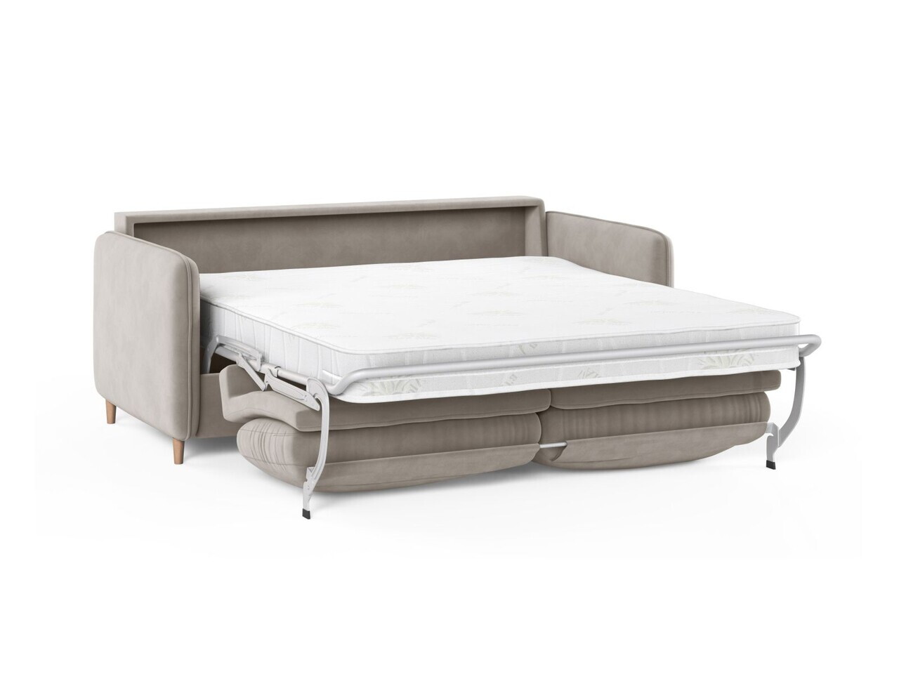 Canapea extensibila 3 locuri, Simo, Micadoni Home, 184x102x95 cm, catifea, bej — imaginea 4