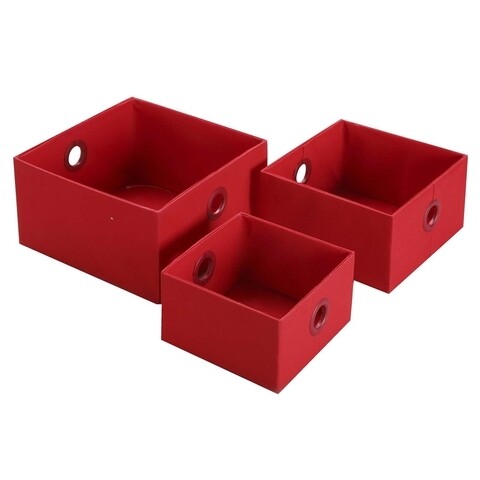 Set 3 cosuri de depozitare bria, versa, 26x26x14 cm, bumbac, rosu
