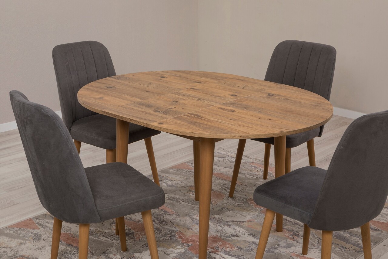 Set masa extensibila si scaune, Hanah Home, Vina 1501, Pin Atlantic / Antracit - imagine 5