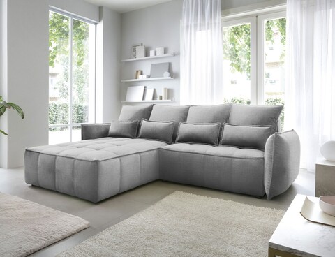 Coltar extensibil stanga 4 locuri ELTAP, LT-04NU, Campo, 265x196x88 cm, lemn/poliester, gri inchis