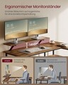 Birou in forma de L / birou de colt, Vasagle, Gaming Desk, reversibil, cu suport monitor, rafturi, cosuri, 105x135x89.5 cm, PAL/otel, maro rustic