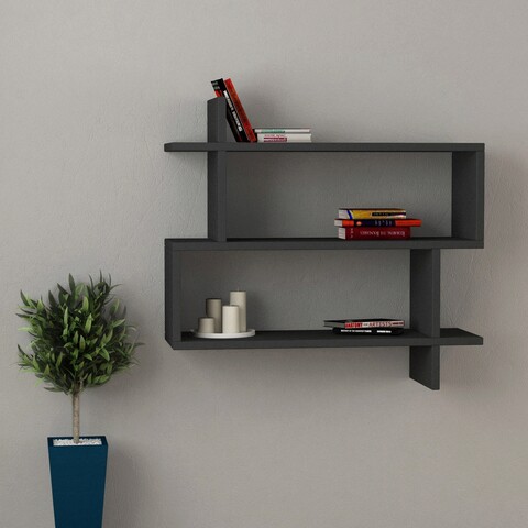 Raft de perete, decortie, paralel, 70x65x22 cm, antracit