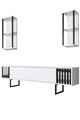 Comoda TV, Bexley, Chrome Line, 180x30x48 cm, PAL, Alb/Negru