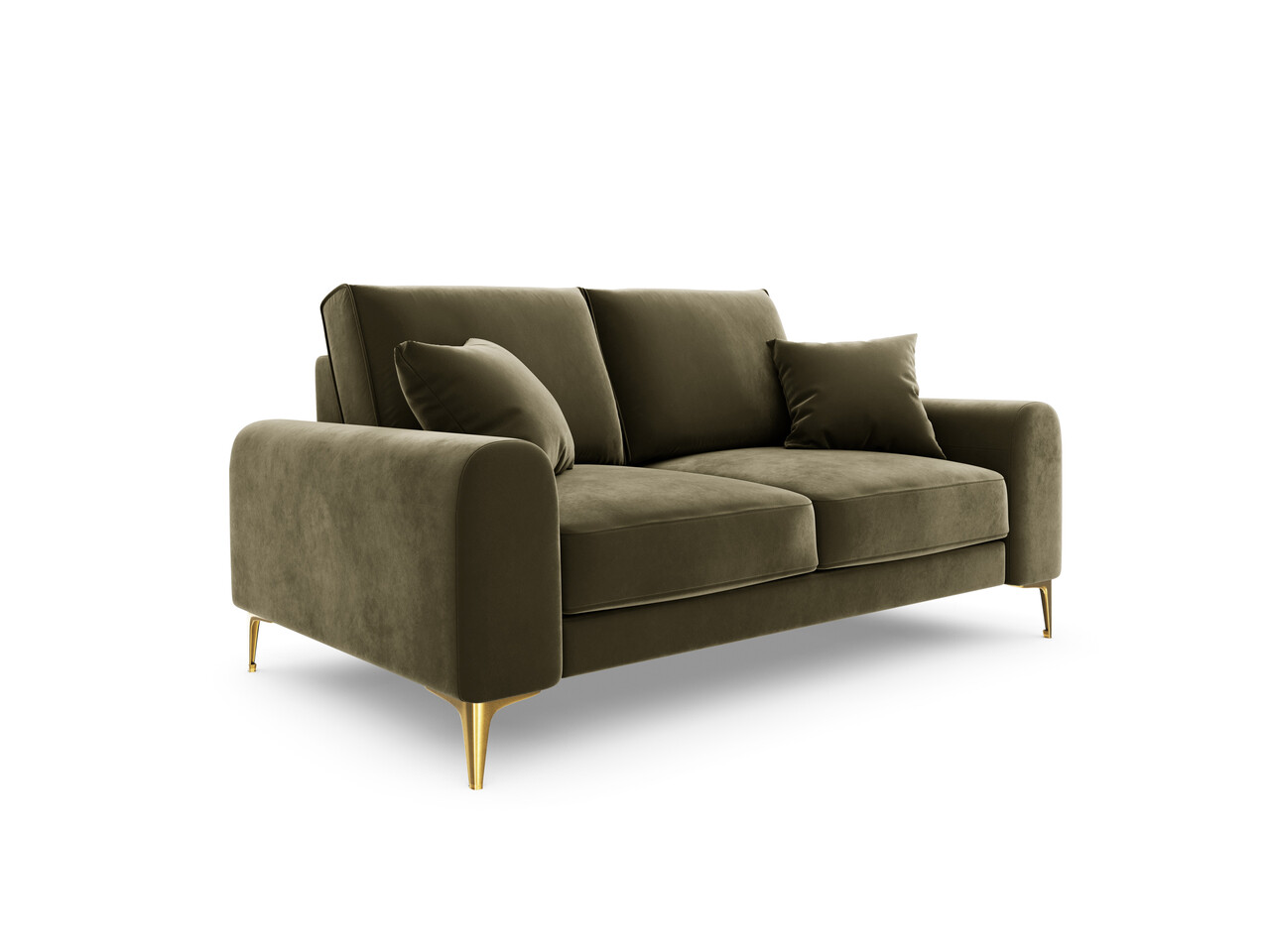 Canapea, Madara, Mazzini Sofas, 2 locuri, gold legs, 172x102x90 cm, catifea, verde