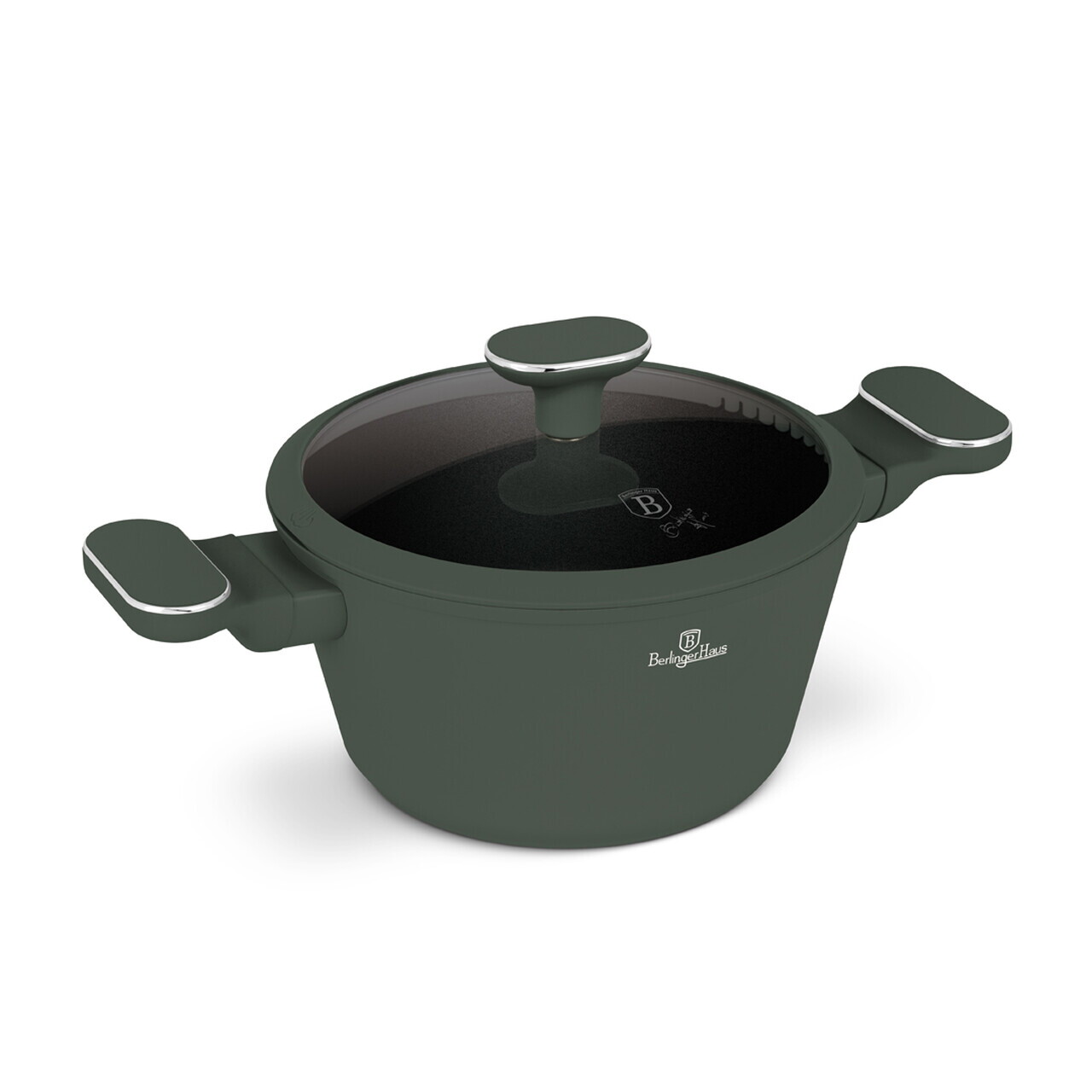 Oala cu capac Berlinger Haus, Matte Green, 20 cm, 2.5 L, aluminiu forjat, verde mat - imagine 3