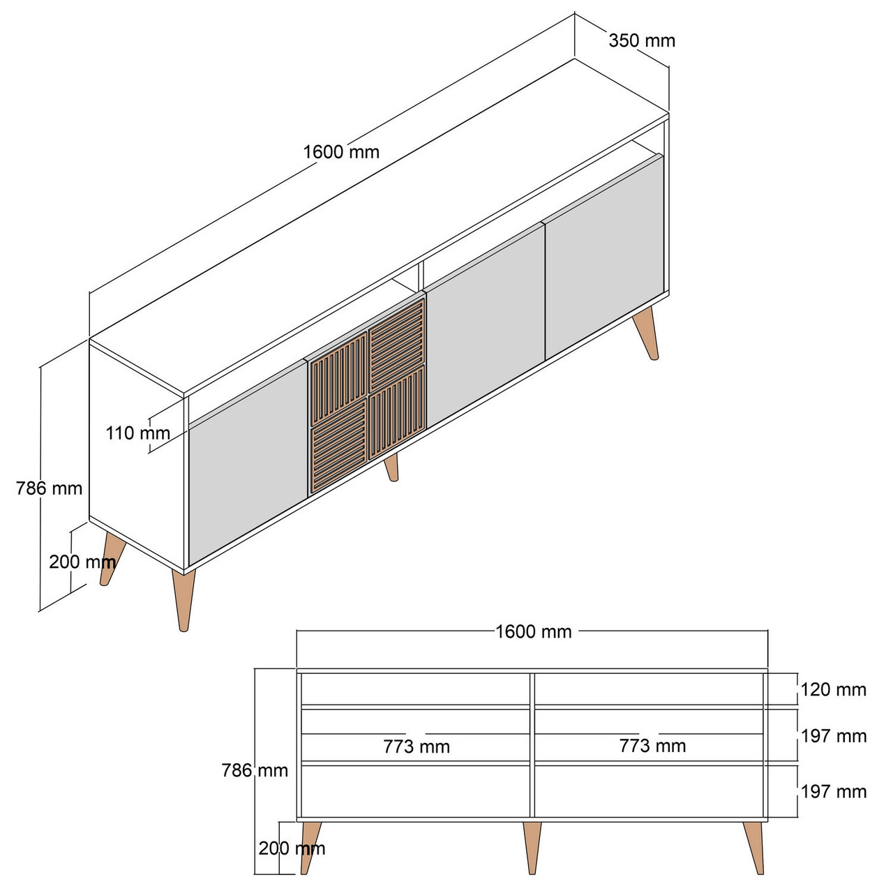 Consola, Hommy Craft, Milan 160, 160x78x35 cm, Nuc/Alb