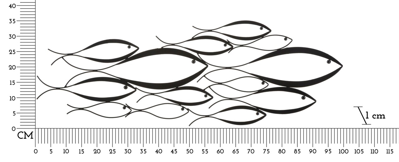 Decoratiune de perete Fishy, Mauro Ferretti, 100x35 cm, fier, multicolor - 2 | YEO