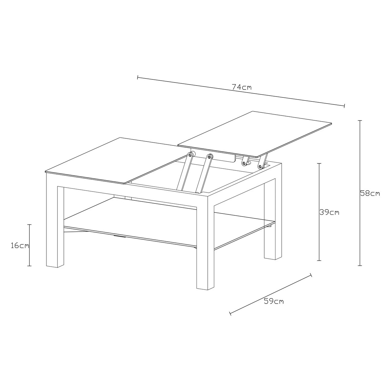 Masuta cafea exterior Zendo, 59x74x39/58 cm, aluminiu, alb