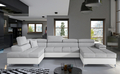 Coltar extensibil stanga 5 locuri ELTAP, Edr-26, Eduardo, 337x205x88 cm, lemn/poliester, gri deschis/alb
