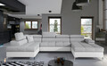 Coltar extensibil stanga 5 locuri ELTAP, Edr-26, Eduardo, 337x205x88 cm, lemn/poliester, gri deschis/alb