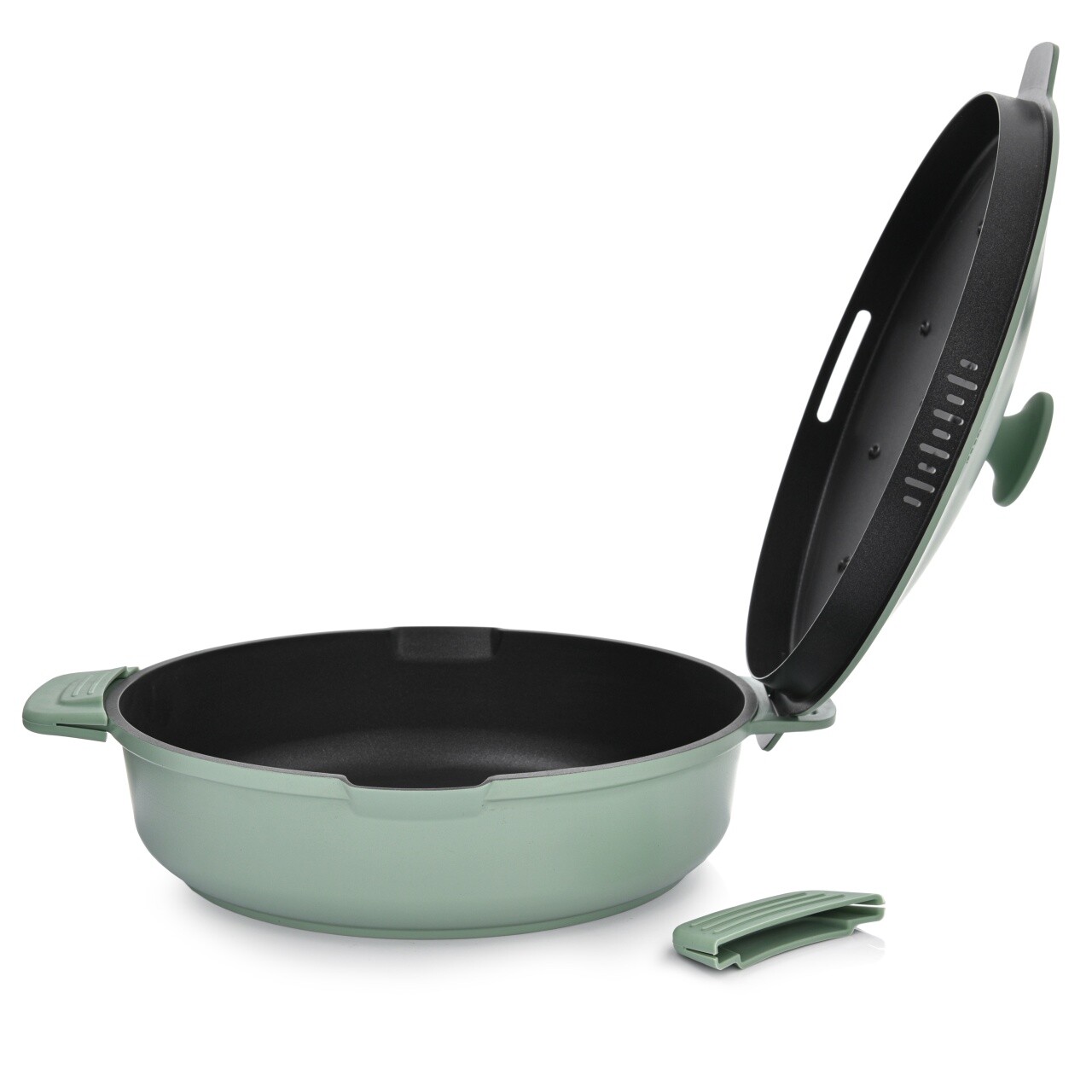 Tigaie adanca cu capac Fern, Ambition, 28 cm, 3.9 L, aluminiu, verde/negru