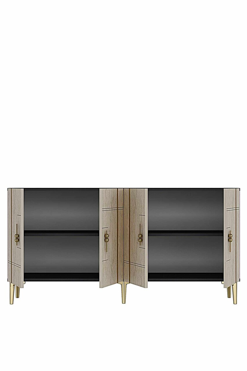 Consola, Hanah Home, Ilay 150, 150x75x32 cm, Antracit / Travertin / Auriu — imaginea 6