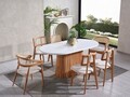 Set masă și scaune (6 piese), Fairfax, Soho, Alb / Natural