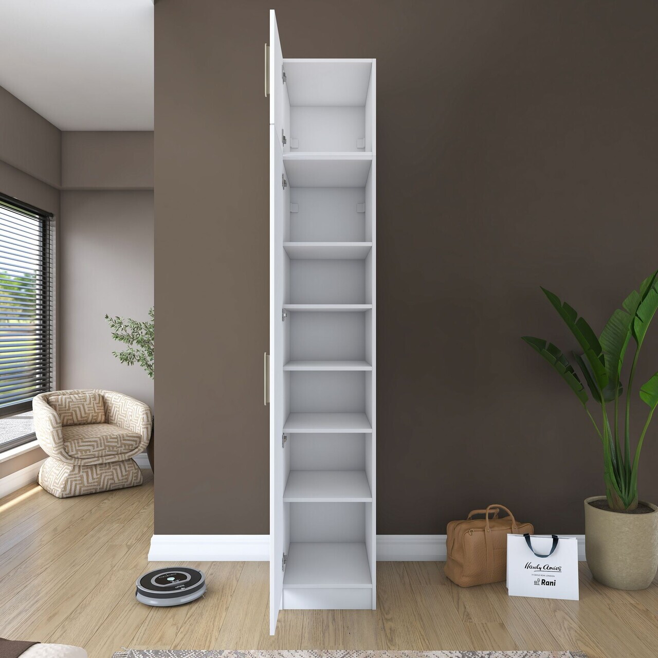 Dulap pentru haine, Hanah Home, BA212, 45x255x57.5 cm, PAL melaminat, Alb - view 7