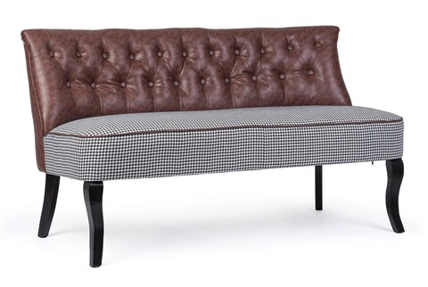Canapea 2 locuri Batilda, Bizzotto, 136 x 66 x 76 cm, lemn de pin/piele ecologica/poliester, cafeniu 136 imagine model 2022