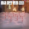 Set 8 decoratiuni luminoase Candy, H47 cm, sintetic, rosu/alb
