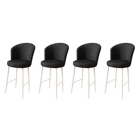 Set scaune  de bar 4 piese, Charlotte, Fora, Metal, Alb/Negru