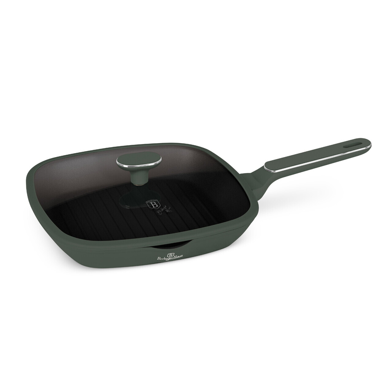 Tigaie grill cu capac Berlinger Haus, Matte Green, 28 cm, 2.1 L, aluminiu forjat, verde mat - imagine 5