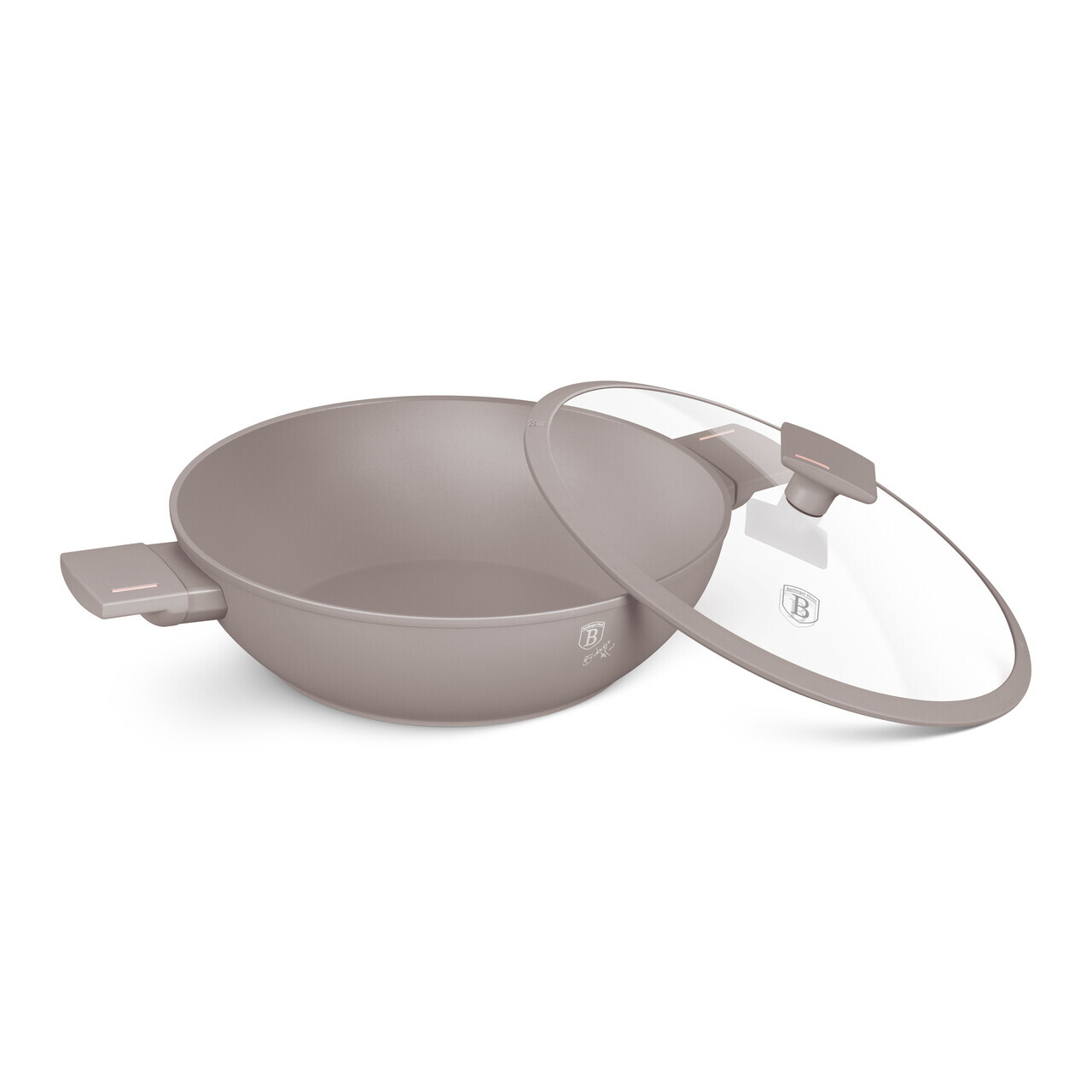 Tigaie Wok cu capac Berlinger Haus, Taupe, 30 cm, aluminiu forjat, taupe mat - imagine 5