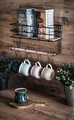 Raft de perete, Puqa Design, Gwen, 32x10x16.5 cm, PAL, Stejar / Negru