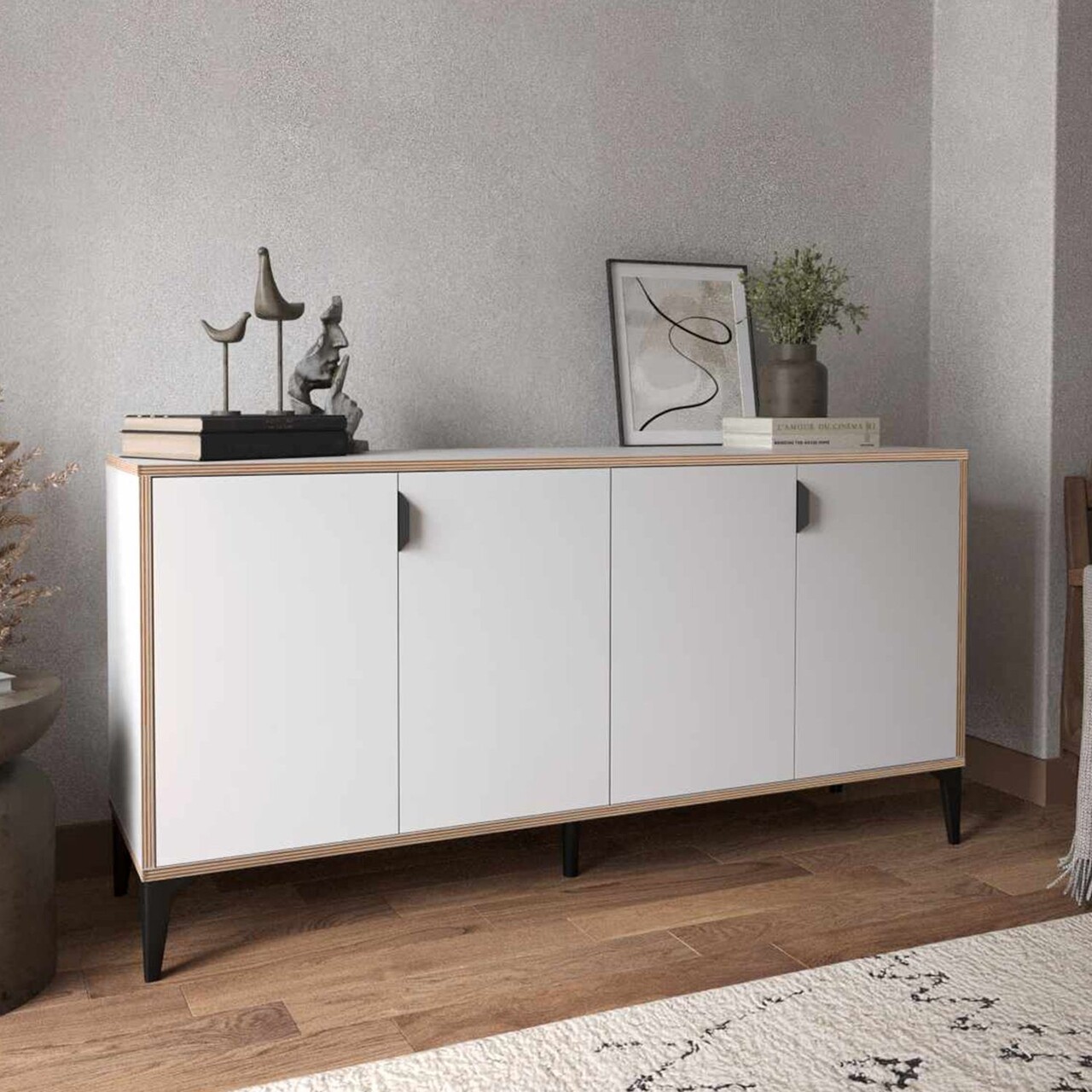 Bufet, Hanah Home, Arden, 160x80x44 cm, Alb - imagine 2