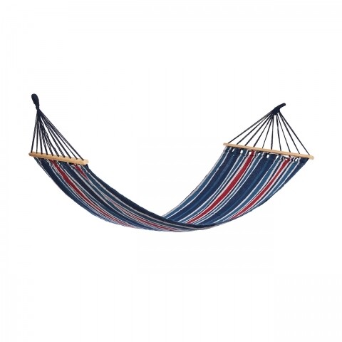 Hamac Red & Blue cu bare de lemn, Heinner Home, 200 x 80 cm, poliester si bumbac, multicolor
