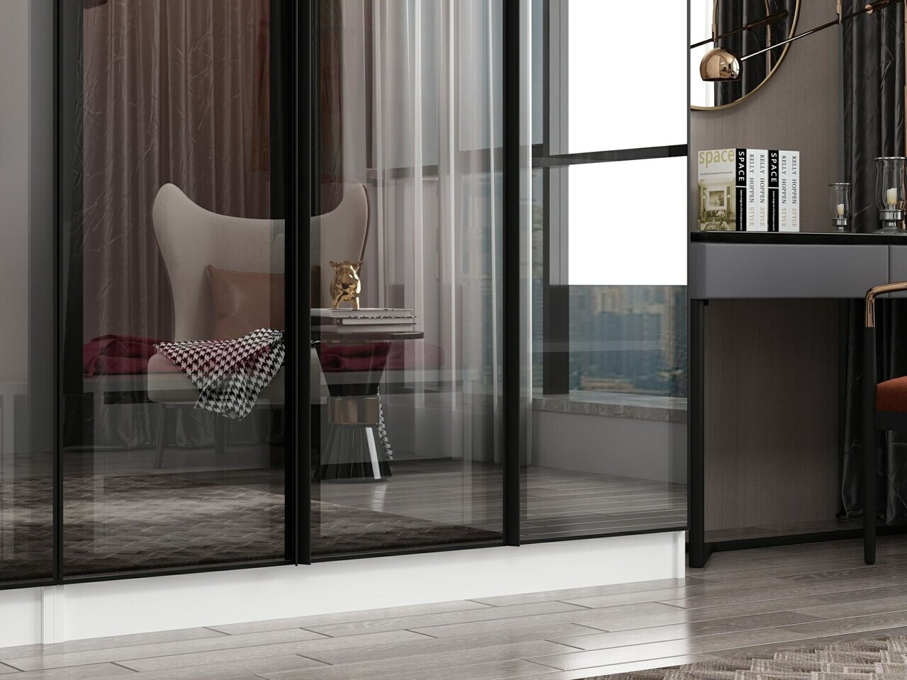 Dulap pentru haine, Hanah Home, Nisa, 270x210x52 cm, Alb — imaginea 5
