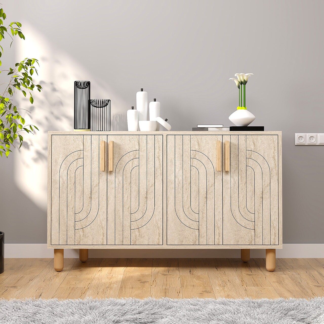 Consola, Odessa, Rodney, 120x73.6x29.6 cm, Travertin