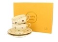 Set 2 cesti cu farfurie England, Duo, 220 ml, portelan, multicolor