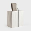 Cos de rufe cu 2 compartimente Davey, Homla, 50x36x65 cm, poliester/in/bambus, alb/negru