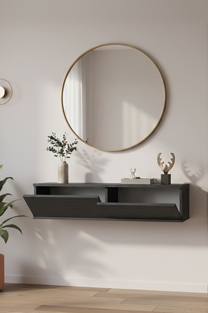 Dulap, Hanah Home, Zeynep 120, 120x25.5x29.6 cm, Antracit — imaginea 3