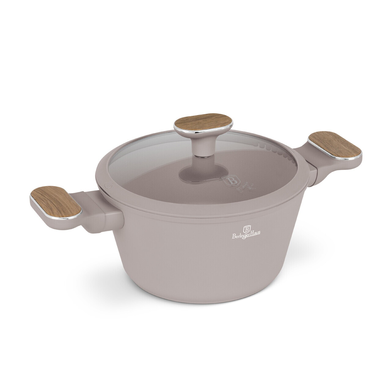 Oala cu capac Berlinger Haus, Taupe Nordic, 20 cm, 2.6 L, aluminiu forjat, taupe mat/natur - imagine 2