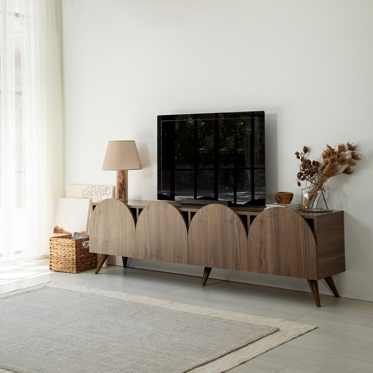 Comoda TV, Neostill, Mesta, 180x50x35 cm, Cadru: PAL MELAMINAT 100%., Maro - 1 | YEO