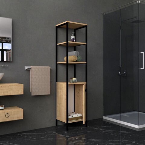 Dulap pentru baie, Puqa Design, Derin, 161,8 x 38 x 34 cm, pal melaminat, alb 1618