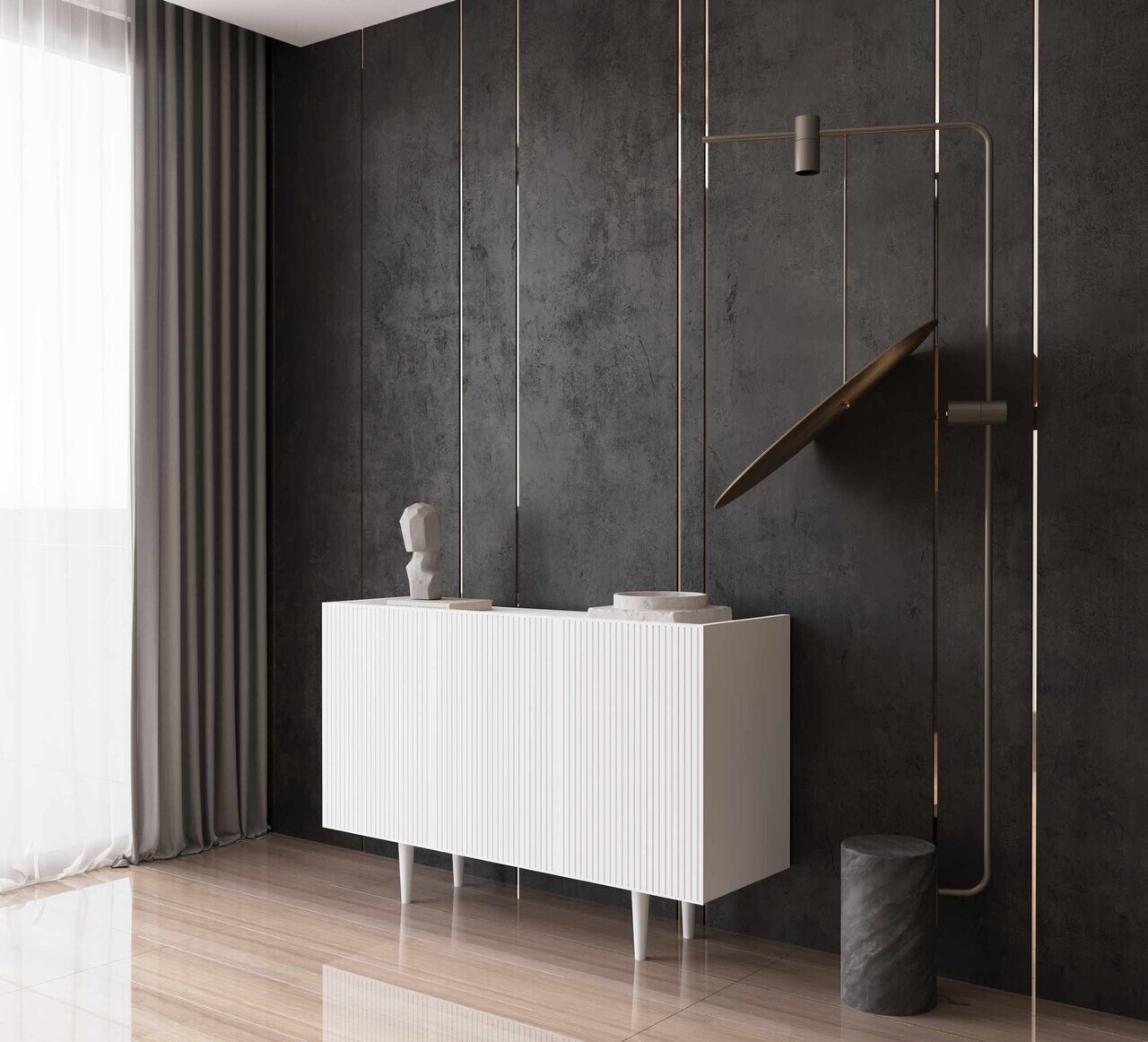 Consola, Hanah Home, Capella 120, 120x60x40 cm, MDF, Alb - view 2