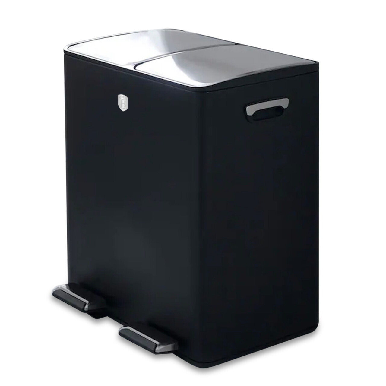 Cos de gunoi dublu cu pedala Berlinger Haus, Black Rose, 45.1x37.1x70 cm, 2x30 L, otel carbon/inox, negru/argintiu - imagine 2