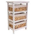 Comoda cu 3 cosuri Creaciones Meng, 35x25x57 cm, lemn de paulownia, alb antic