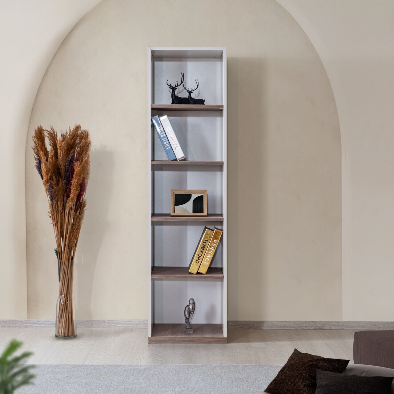 Corp biblioteca, Hanah Home, Milano, 45x170x40 cm, PAL, Alb/Maro - view 2