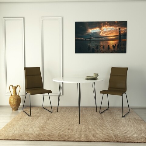 Masa, Comforty, Sandalf 801CMY2930, 90 X 75 X 90 Cm, Pal Melaminat, Alb Lucios