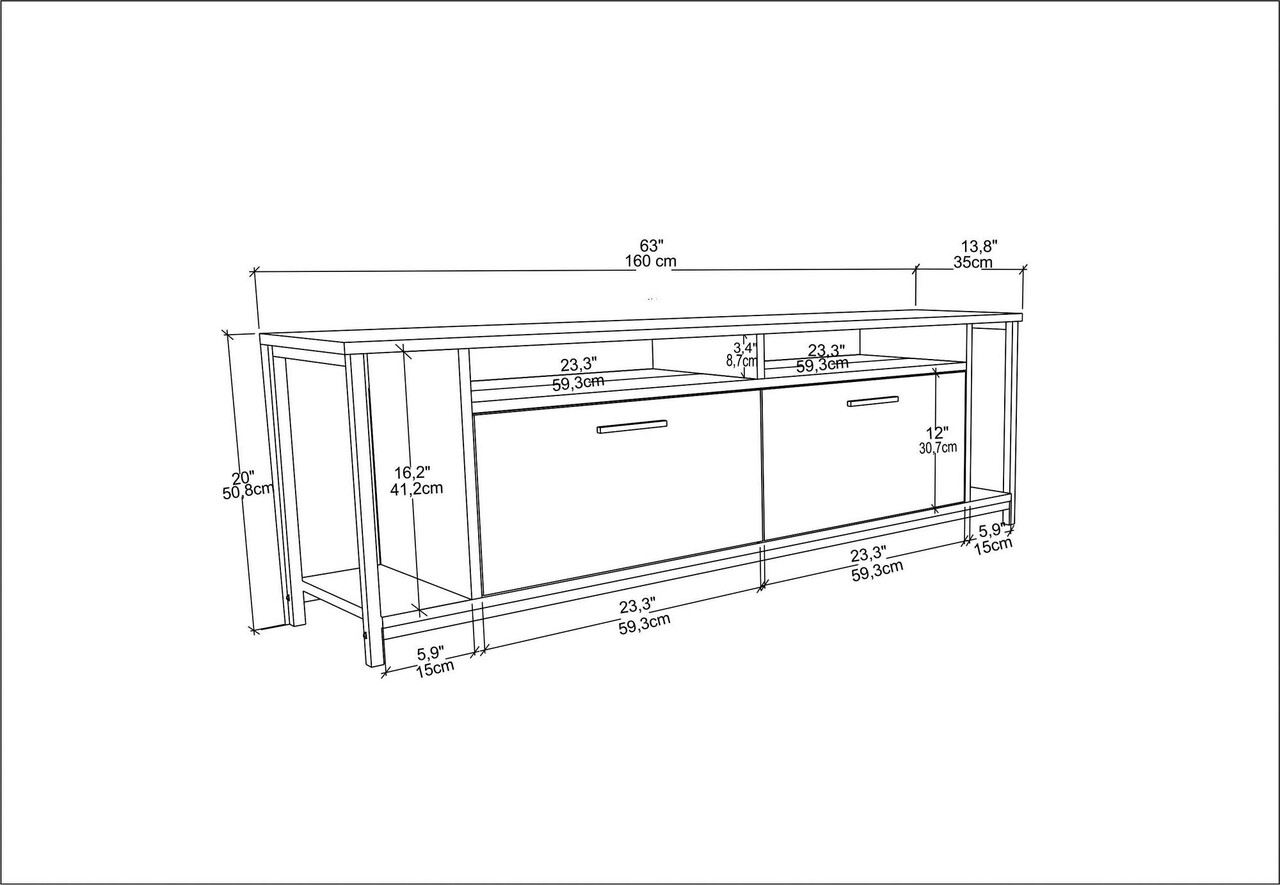 Comoda TV, Retricy, Omar, 160x35x50.8 cm, PAL, Alb/Auriu