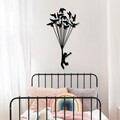Decoratiune de perete, Flying Boy 3, Metal, Dimensiune: 45 x 85 cm, Negru